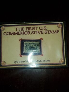 The First U.S. Commemorative Stamp Display - Cream & Red